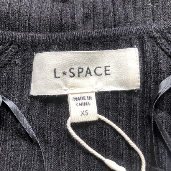 L Space Camryn Top Black Ribbed Sweater Long Sleeve Women's Size Extra Small NWT - Picture 10 of 16